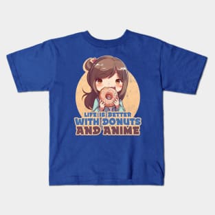 Life is better with donuts and anime Kids T-Shirt